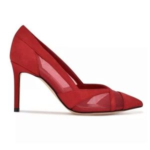 Nine West , pointed faux-suede red wine Heels.